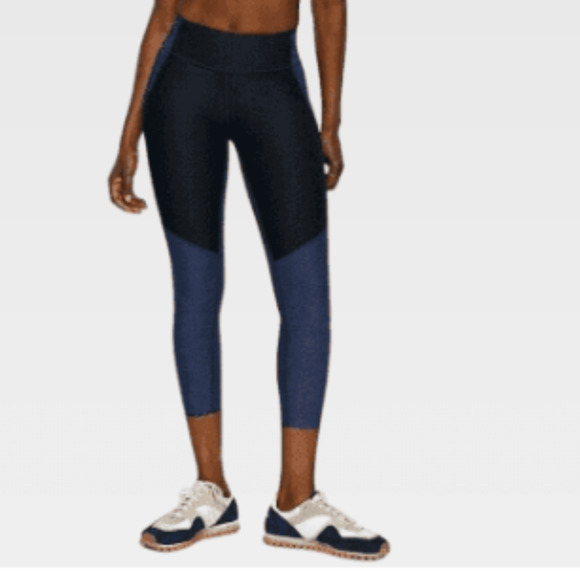 Outdoor Voices $85 Womens XS Blue Black 3/4 Two Tone Warmup Legging Active Pants - Picture 2 of 12